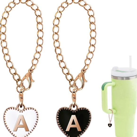 2PCS Letter Charms Accessories for Stanley Cup with Handle, Heart-Shaped - Picture 1 of 6